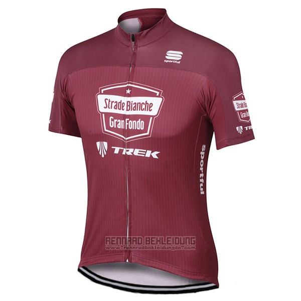 2017 Fahrradbekleidung Strade Bianche Trek Rot Trikot Kurzarm und Tragerhose